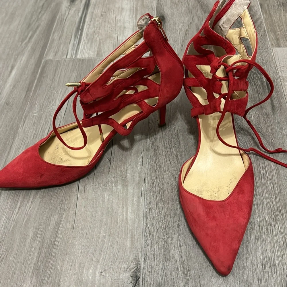 Red Ivanka Trump comfortable suede low heel shoes Size 10 no returns - Picture 8 of 16